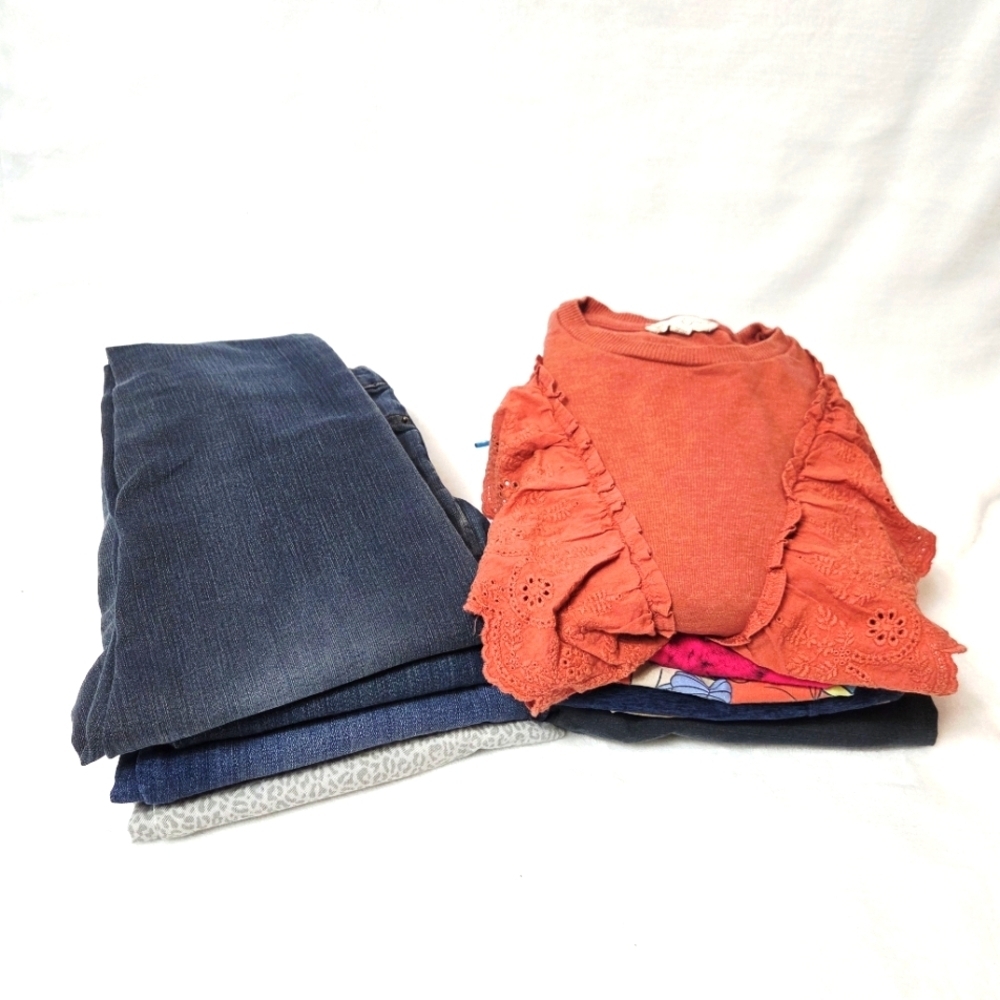 Bundle Of 10 Clothes Long And Short Sleeves Shorts Jeans Pants Girls Size 10
